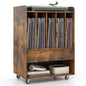 Record Player Stand On Wheels with 5 Compartments for Living Room Bedroom