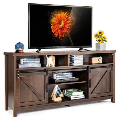 Sliding Barn Door Farmhouse Flat Screen Console for 65 Inch TVs