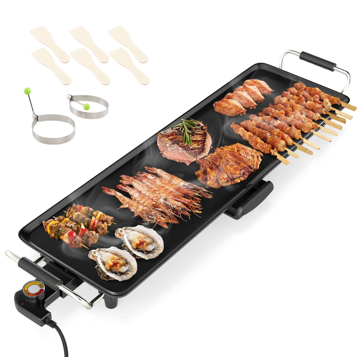 Electric Griddle Extra Large Teppanyaki Grill with Adjustable Temperature