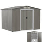 8.5x7FT Outdoor Galvanized Metal Garden Shed with Foundation