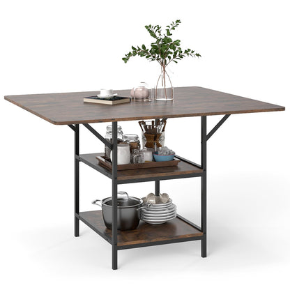 Dining Table for 4-6 Rectangular Dining Table with 2 Open Storage Shelves