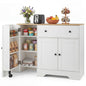 Storage Cabinet with 3 Doors, 3-Tier Side Rack & Lockable Wheel