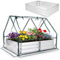 Raised Garden Bed with Greenhouse, Outdoor Elevated Planter Box with PVC/PE Cover