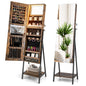 Lockable Floor Jewelry Armoire Organizer with Full Length Mirror