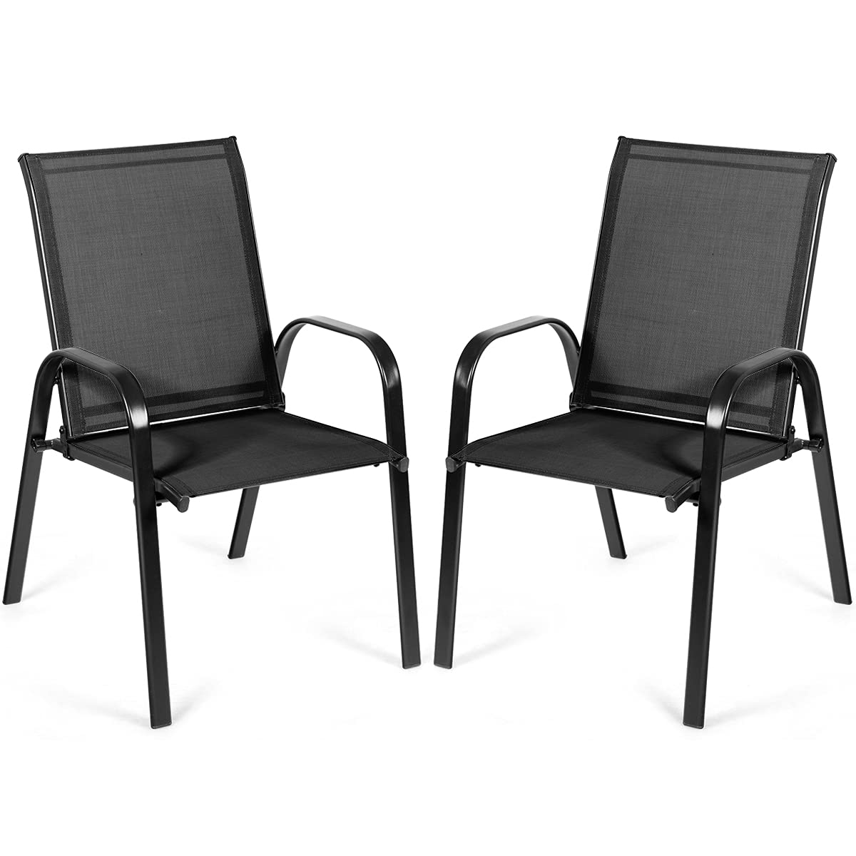 2 Piece Patio Outdoor Camping Chairs Set with Breathable Fabric