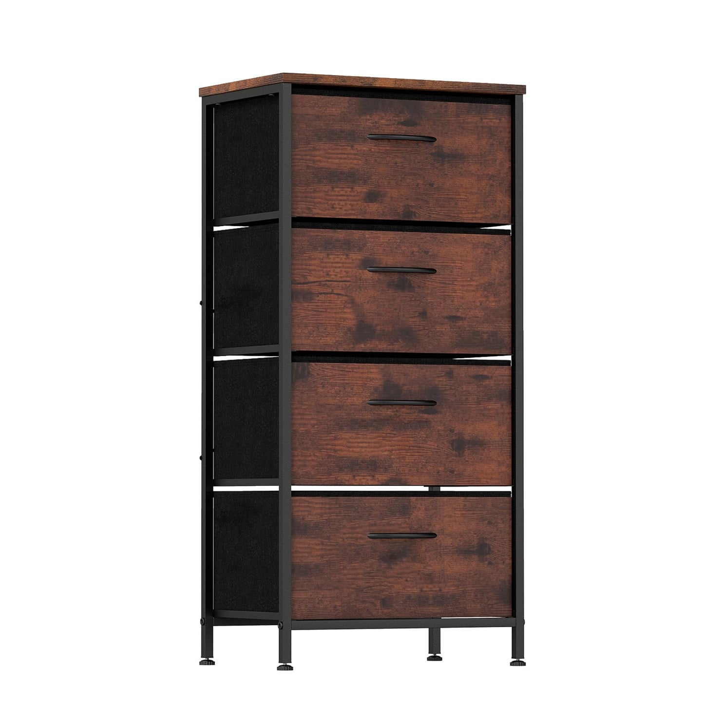 4 Drawers Dresser Fabric Storage Tower with Wooden Top for Entryway Living Room and Closet