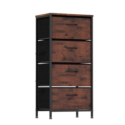 4 Drawers Dresser Fabric Storage Tower with Wooden Top for Entryway Living Room and Closet