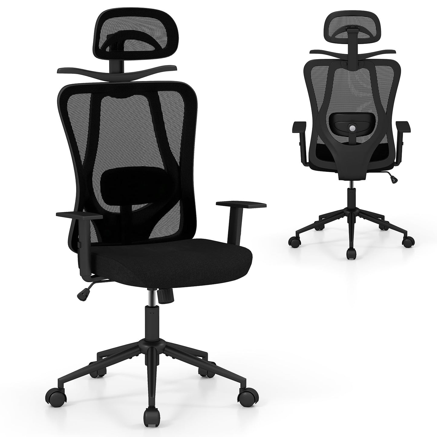 Ergonomic Office Chair with 3D Headrest and Adjustable Lumbar for Office