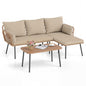 4-Seater Rattan Garden Furniture Set, 3-Piece L Shaped Sectional Outdoor Corner Sofa Sets