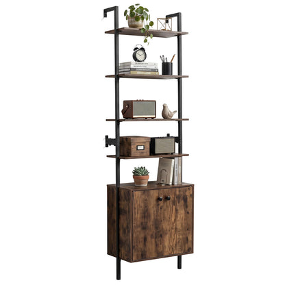 7-Tier Ladder Bookshelf with 2-Door Cabinet and 4 Shelves