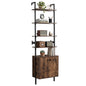 7-Tier Ladder Bookshelf with 2-Door Cabinet and 4 Shelves