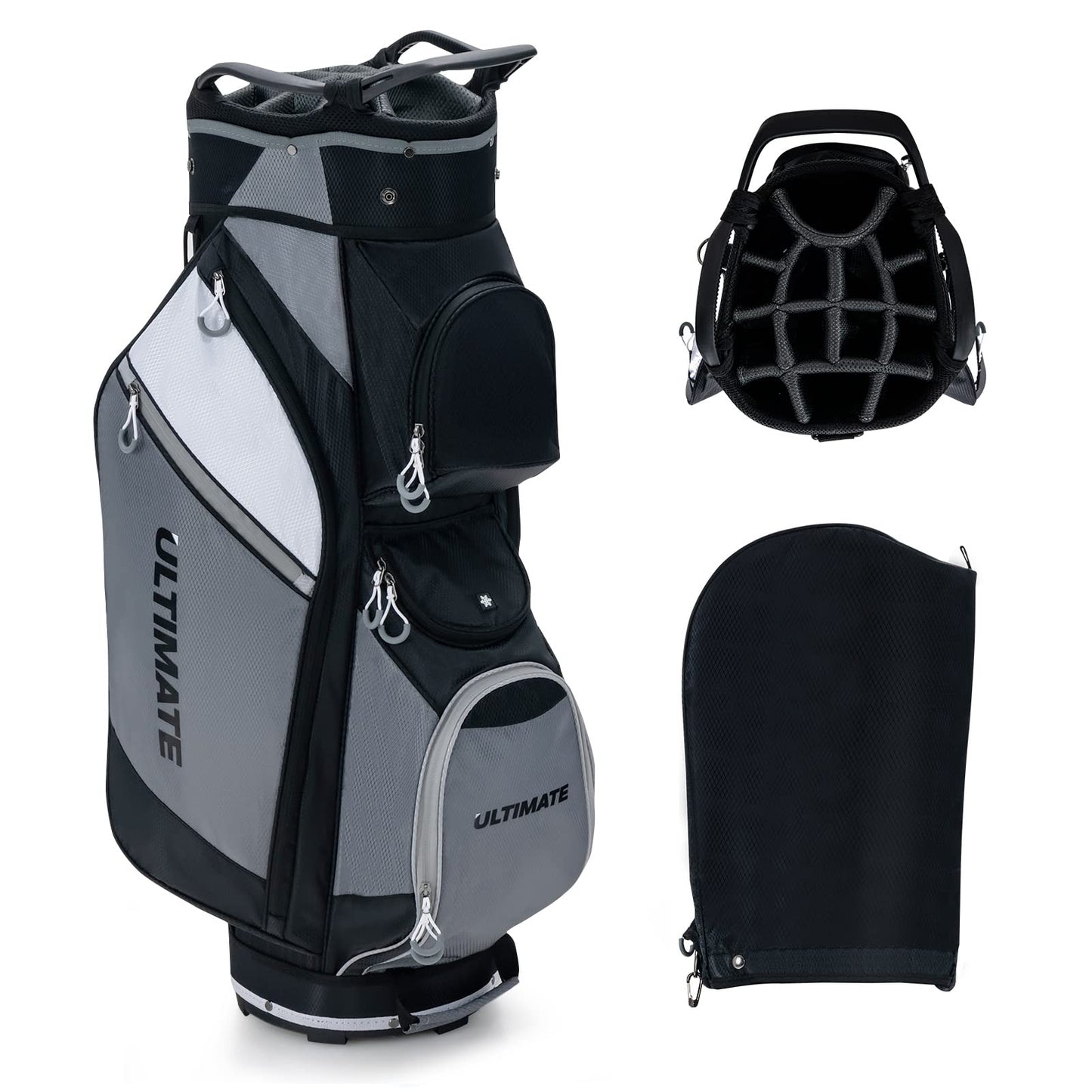 14-Way Lightweight Portable Golf Cart Bag with Cooler Bag