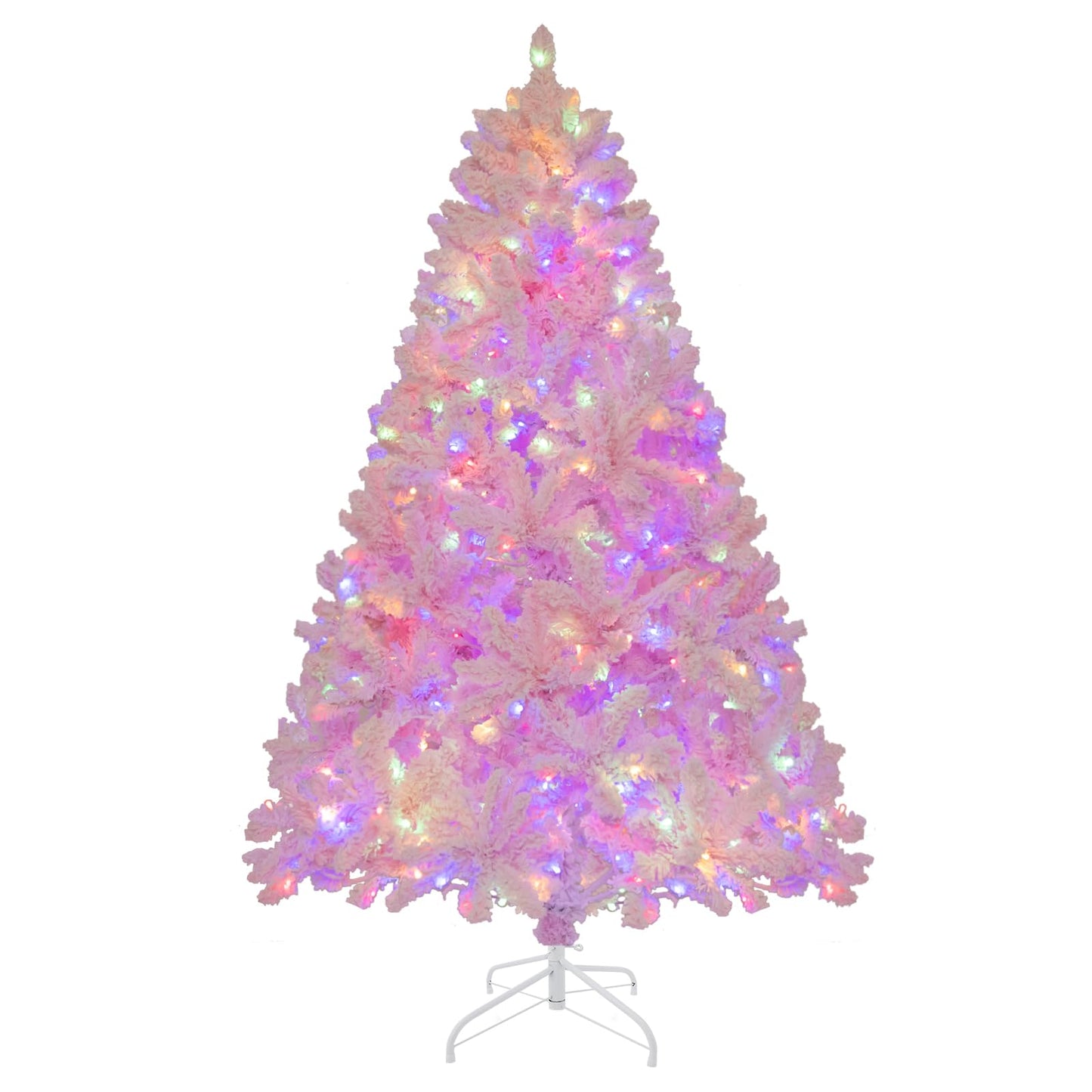 Flocked Artificial Xmas Tree with 808 PVC Branch Tips and 350 LED Lights