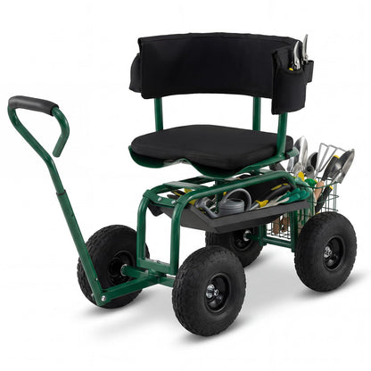 GiantexUK Adjustable Rolling Garden Cart (Green, 96 x 48 x 78-88 cm)