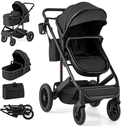 3-in-1 Newborn Stroller Folding Convertible High Landscape Toddler Stroller