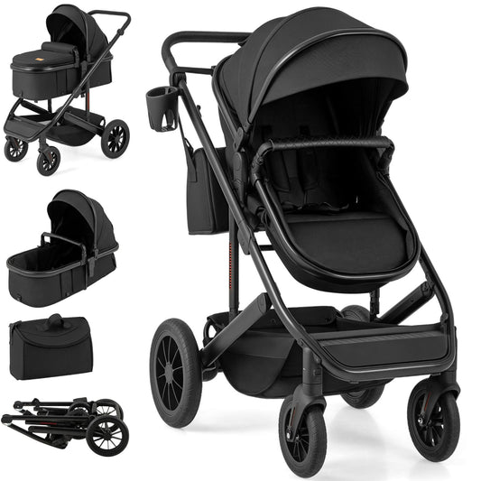 3-in-1 Newborn Stroller Folding Convertible High Landscape Toddler Stroller