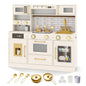 Kids Play Kitchen, Wooden Pretend Toy Kitchen with Realistic Lights
