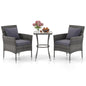 3-Piece PE Rattan Furniture Set with 2 Cushioned Chairs and Tempered Glass Table