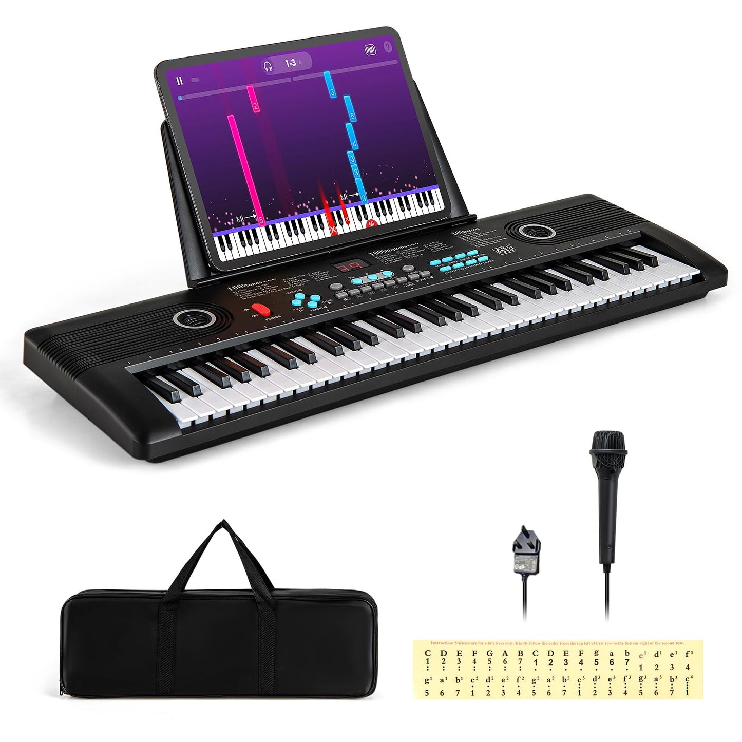 61 Key Keyboard Piano with Microphone for Beginners Kids Adults