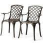 Cast Aluminum Outdoor Patio Chairs Set of 2 with Hollowed Backrest