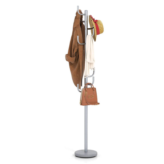 Metal Coat Rack, Freestanding Cactus Clothes Hanger with 8 L-Shaped Hooks