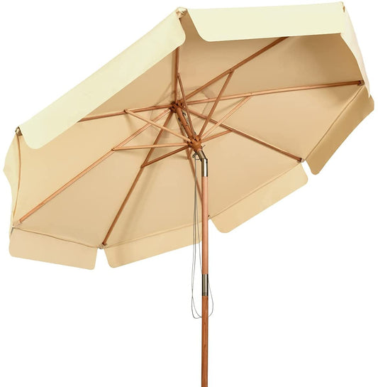 3M Garden Parasol Umbrella with Tilt Function and Wood Poles