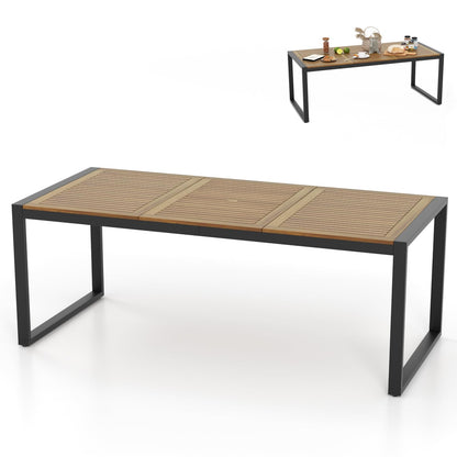 8-Person Outdoor Acacia Wood Dining Table Rectangular Patio Table