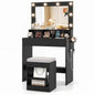 Small Dressing Table with Mirror and Storage Stool, 80cm Compact Makeup Table Vanity Desk Set