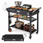 Portable Grill Table, Folding Grill Cart BBQ Prep Table with Heat-Resistant Mat