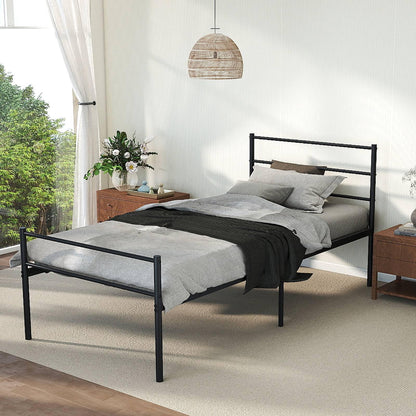 Single Size Modern Bed Frame with Metal Slat Support