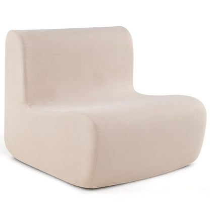 Lazy Floor Sofa Chair with Soft Velvet and Ergonomic Support