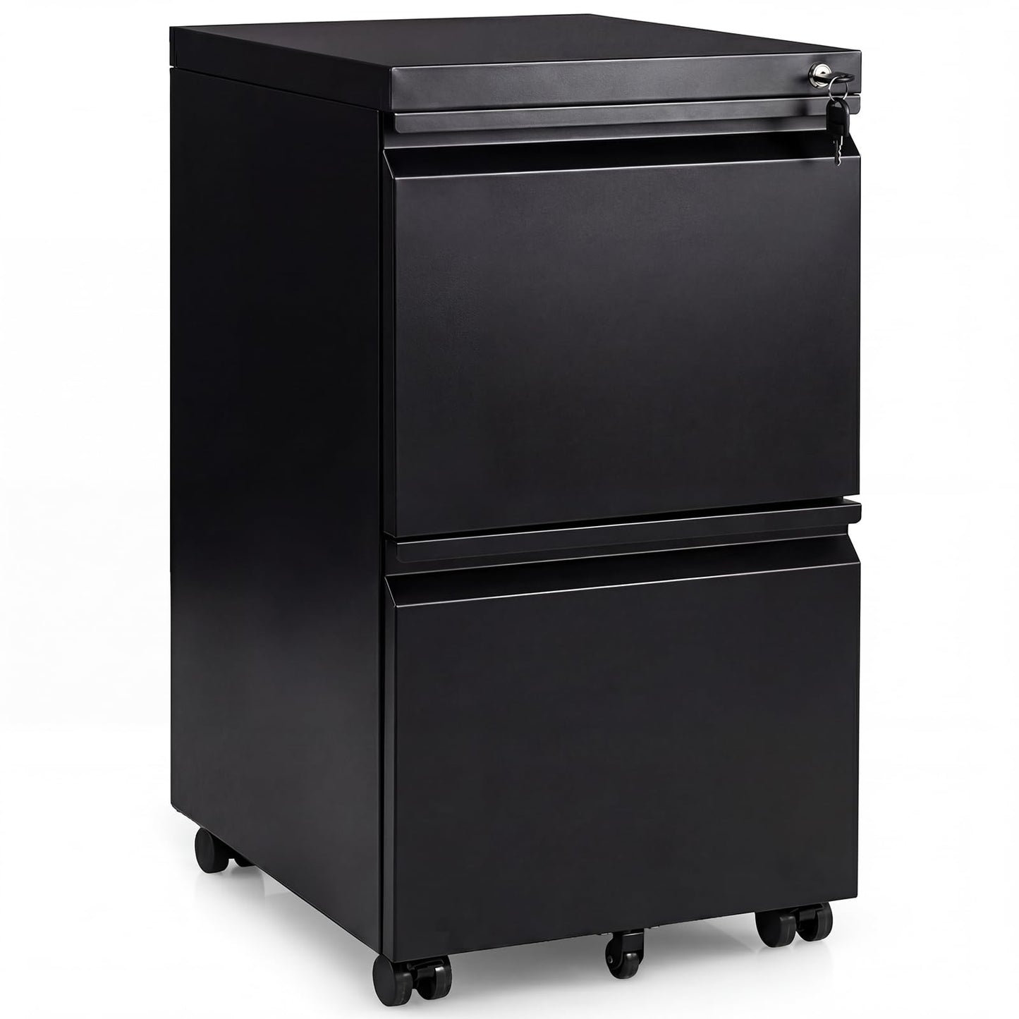 2/3-Drawers Mobile File Cabinet, Rolling Metal Filing Cabinet with 5 Casters and 2 Keys