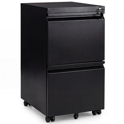 2/3-Drawers Mobile File Cabinet, Rolling Metal Filing Cabinet with 5 Casters and 2 Keys