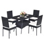 5 pcs Wicker Garden Table and Chairs Set with Tempered Glass Top & Removable Cushions