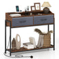 Console Table with Charging Station 110cm Entryway Table with 2 Drawers