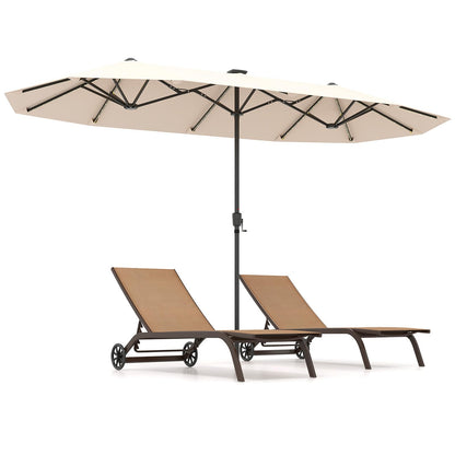 12 Heavy Duty Ribs Extra Large Sun Umbrella with 108 LED Solar Lights and Crank Handle