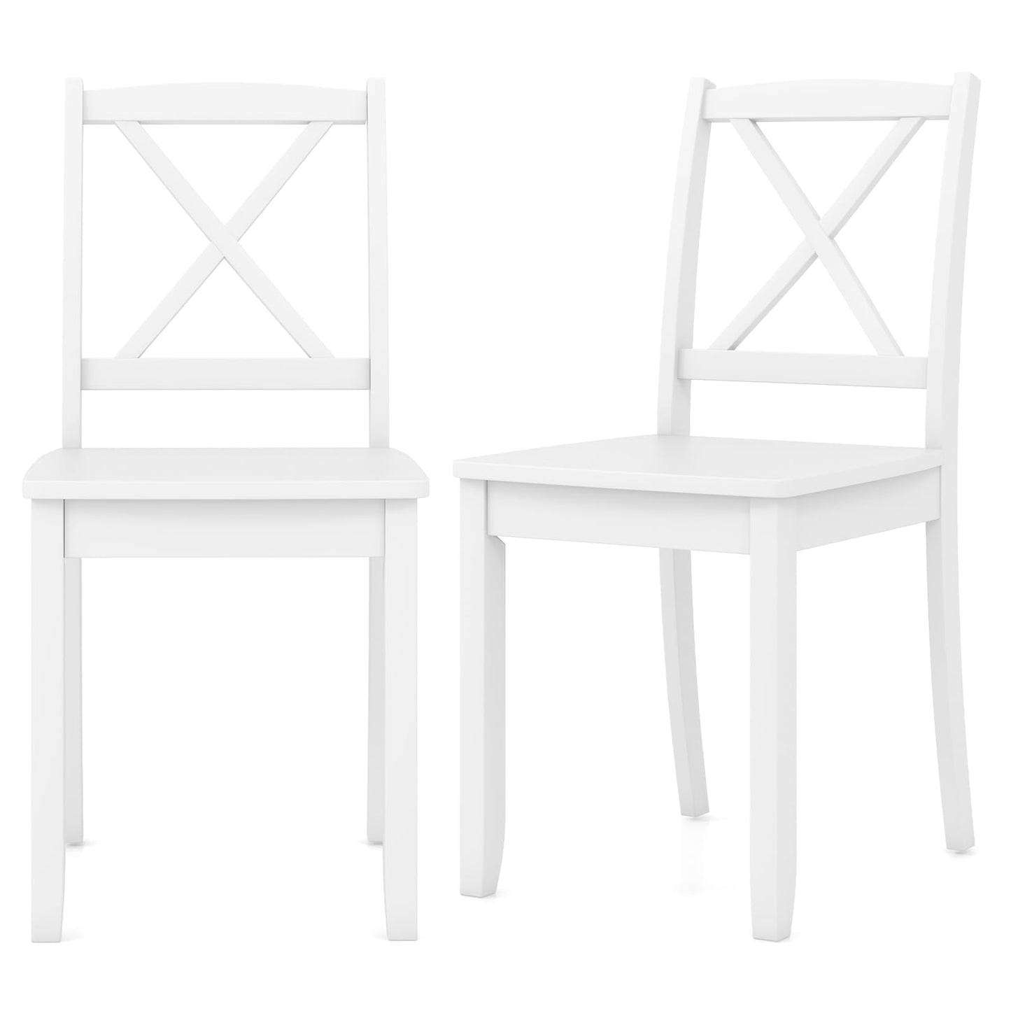 Dining Chairs Set of 2, Wooden Kitchen Chairs with Curved Cross Back Backrest