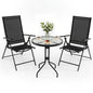 3 Piece Patio Bistro Set with Tempered Glass Coffee Table and Heavy Duty Metal Frame