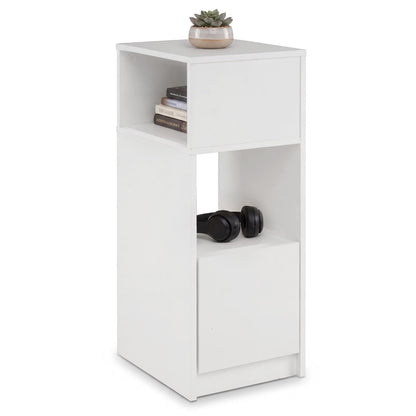 Slim Bedside Table with Drawer and 2 Storage Compartments