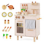 Kids Play Kitchen, Wooden Toy Kitchen with Stoves