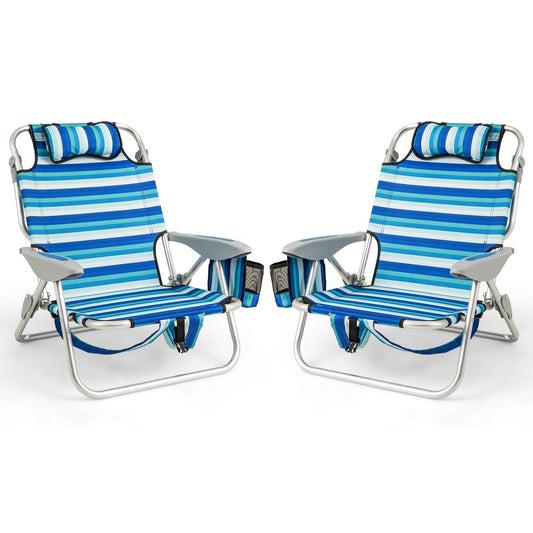 Folding Backpack Beach Chair, Adjustable Position Camping Chair