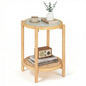 2-Tier Boho End Table with Tempered Glass Top for Living Room
