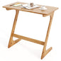 Z Shaped Bamboo Sofa Side End Couch Table for Snacks and Drinks