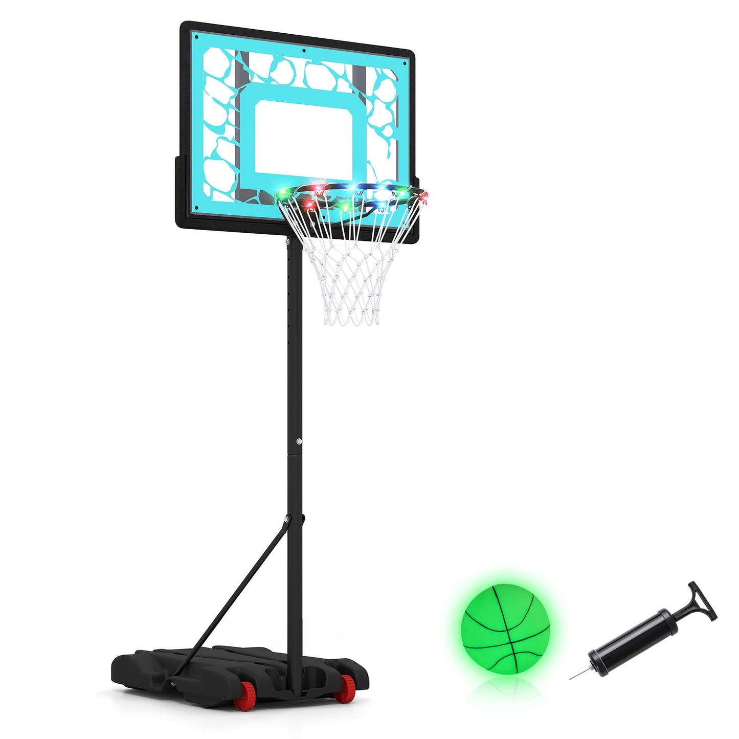 Pool Basketball Hoop with LED 8-Height Adjustable Swimming Pool Basketball