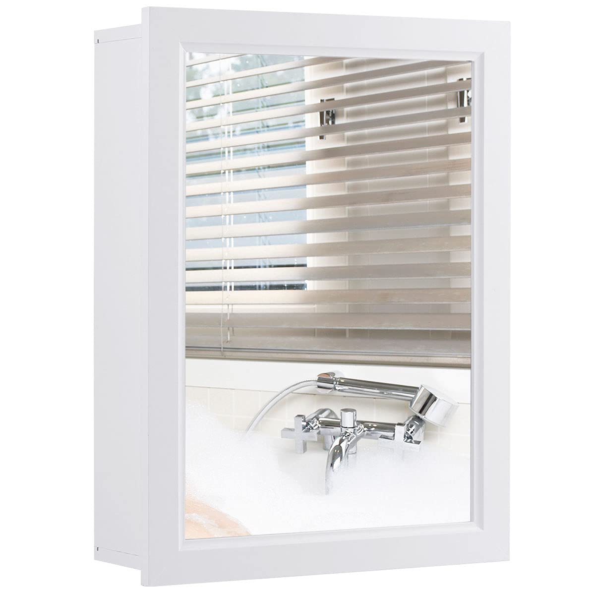 Adjustable Wall Mounted Storage Cupboard with Mirror for Bathroom