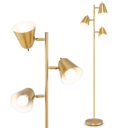 3-Bulb Floor Lamp with 3 E26 A19 Bulbs and Adjustable Lampshades