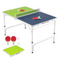 Foldable Mini Table Tennis Set with 2 Paddles and 3-Level Adjustable Height