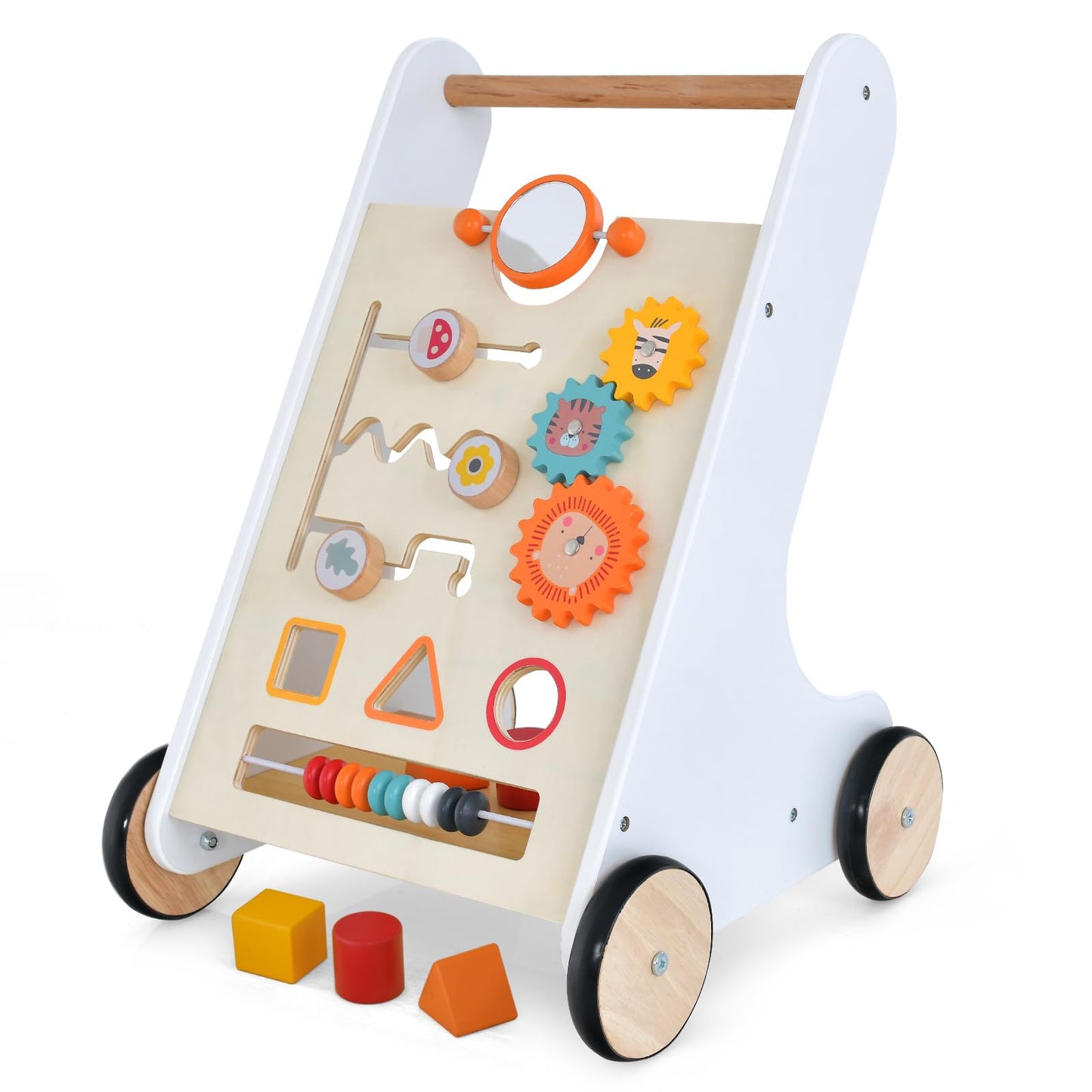 Toddler Push Walker with Handle & Rubber Wheels