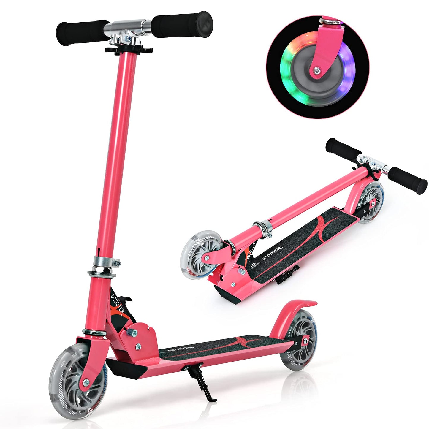 Kids Kick Scooter, Light Up LED 2 Wheeled Scooters for Ages 4 to 13 Children Girls Boys