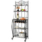 5-Tier Freestanding Baker's Rack with Wine Rack and Adjustable Foot Pads